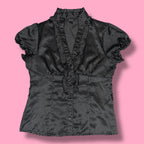 2000s Byer California Polka Dot Ruffle Blouse