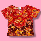 2000s Pierre Cardin Embellished Autumnal Floral Baby Tee