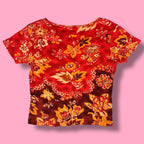 2000s Pierre Cardin Embellished Autumnal Floral Baby Tee