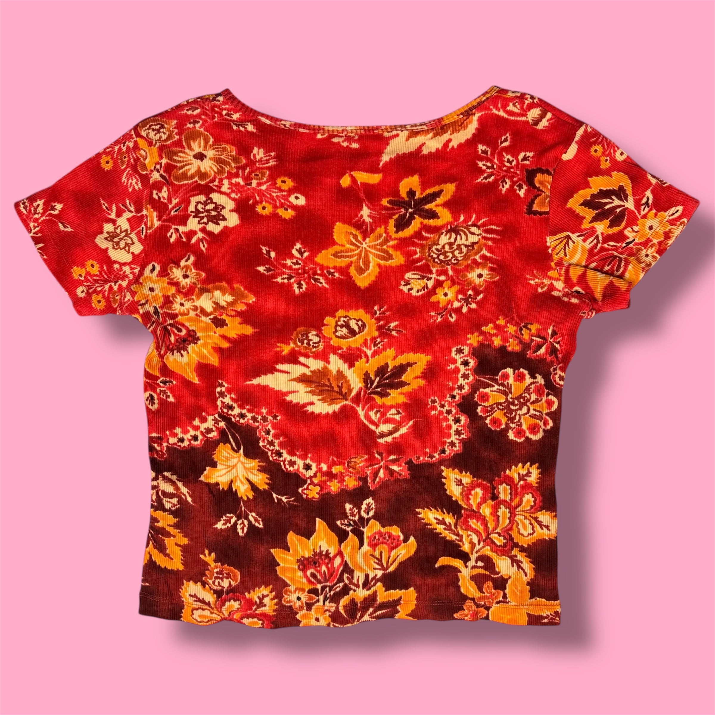 2000s Pierre Cardin Embellished Autumnal Floral Baby Tee