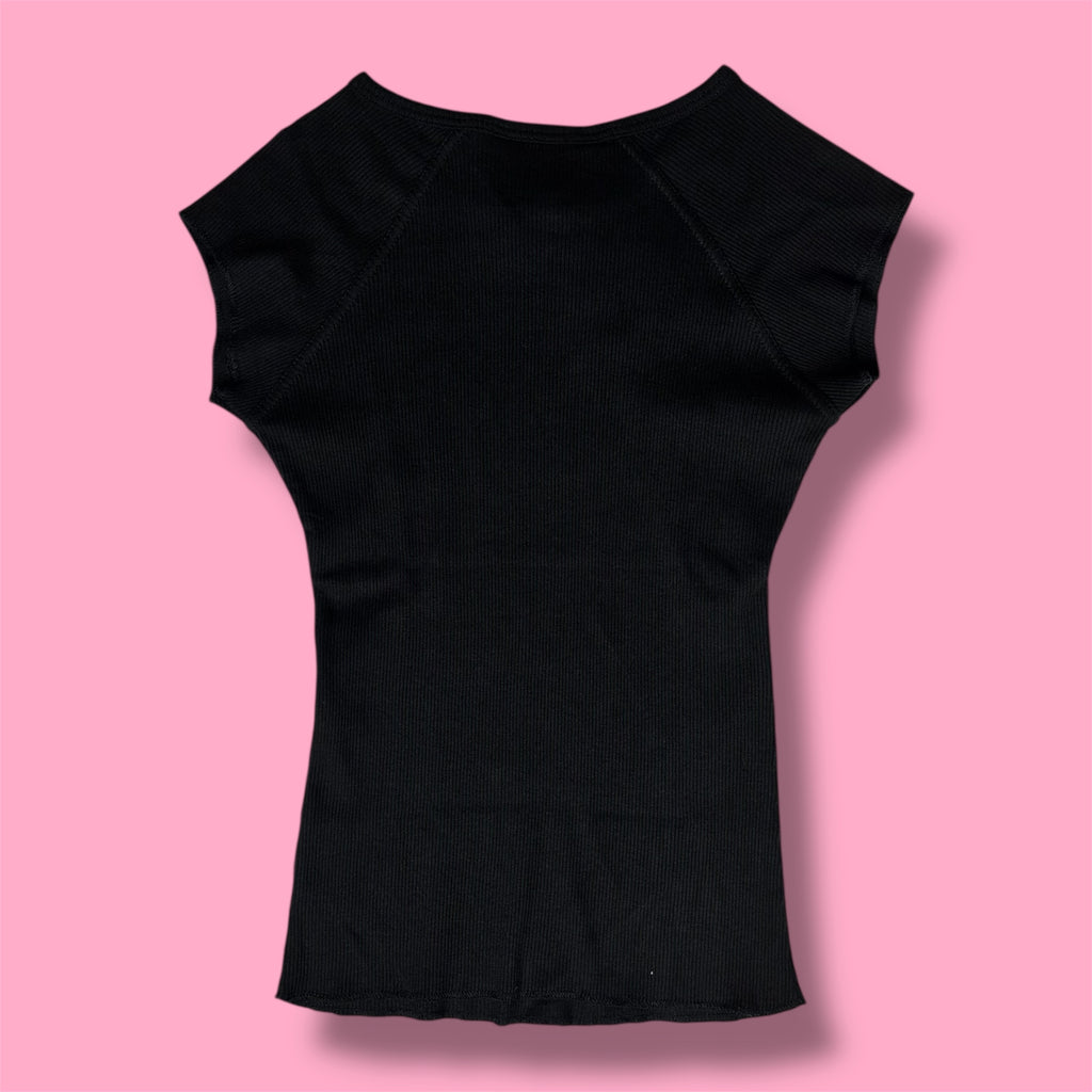 NWT VTG Playboy Cyber Girl Ribbed V-Neck Baby Tee
