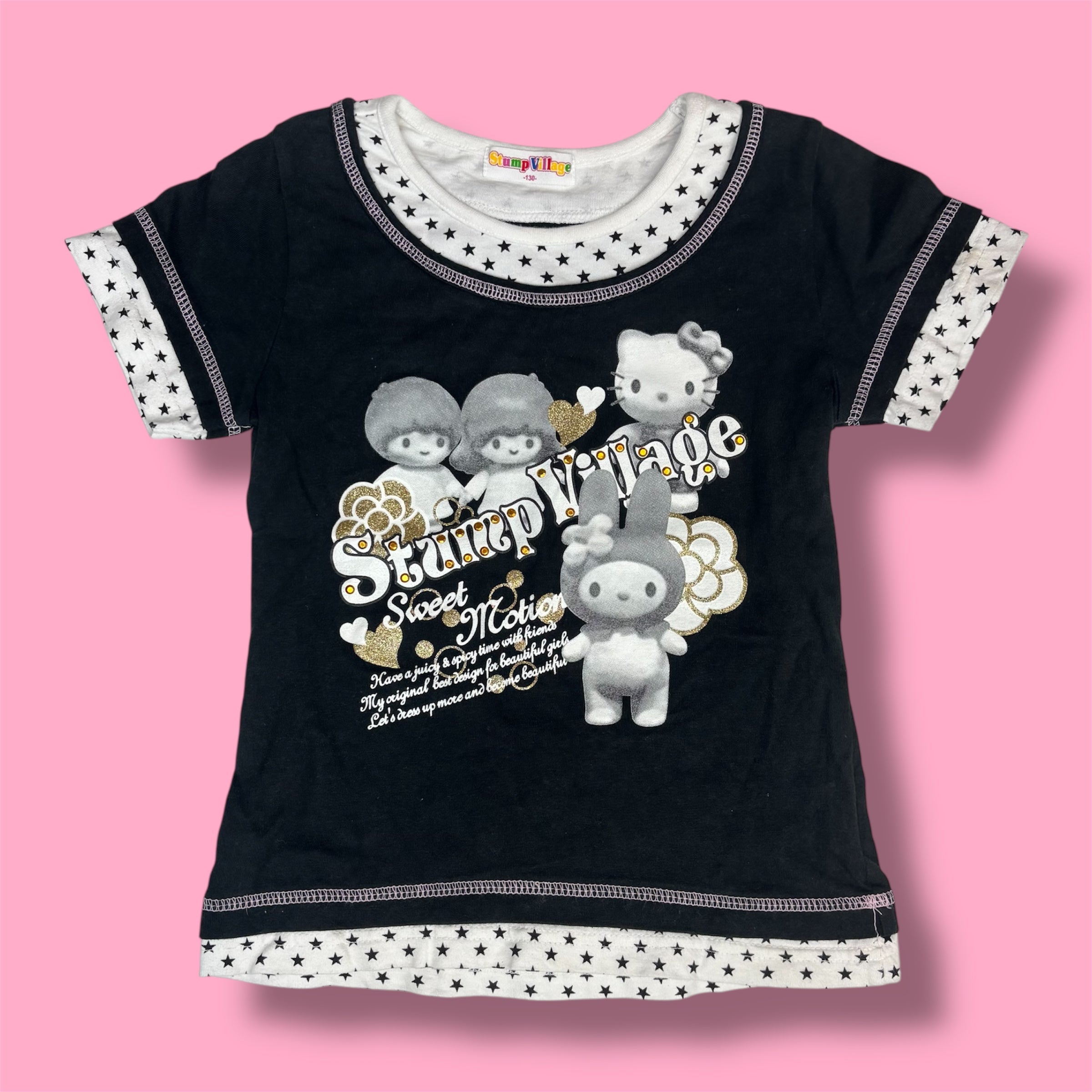 Sanrio "Stump Village" Faux-Layered Baby Tee