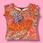 Y2K Trousers Etc. Paisley Floral Baby Tee