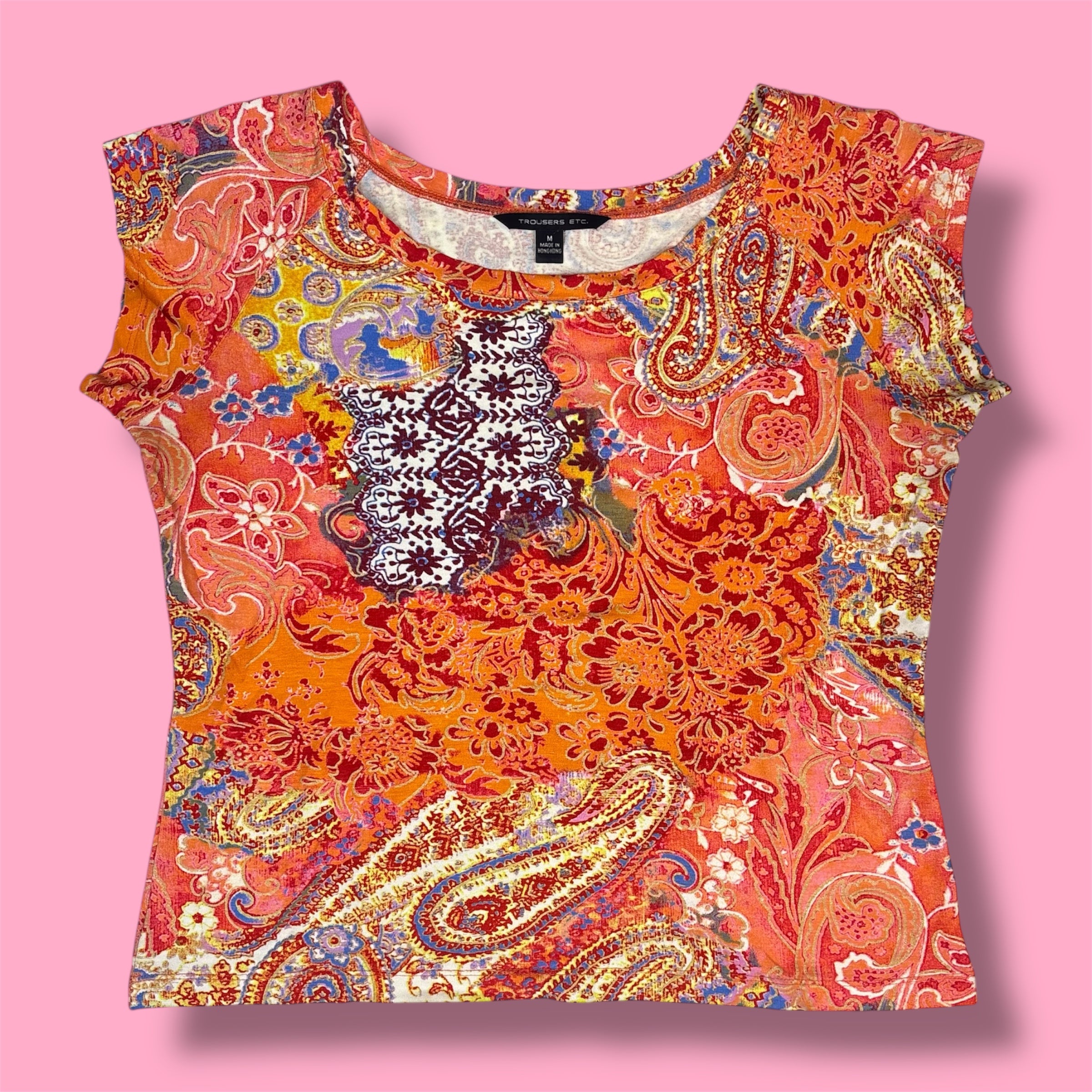 Y2K Trousers Etc. Paisley Floral Baby Tee