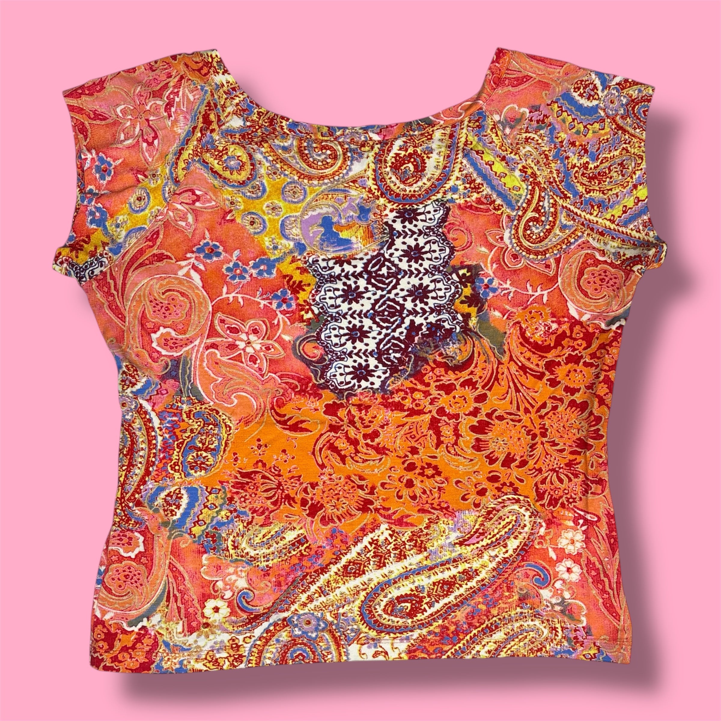 Y2K Trousers Etc. Paisley Floral Baby Tee