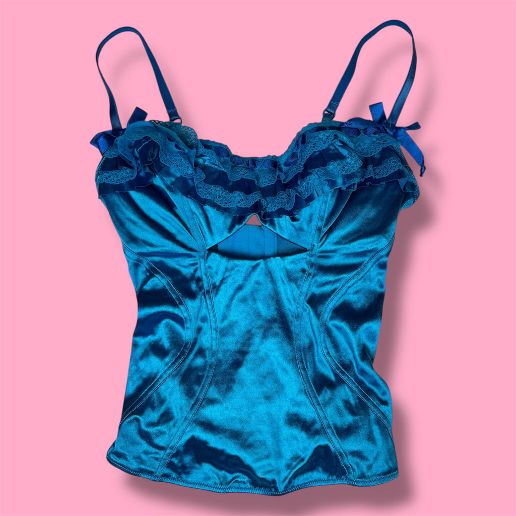 2006 Victoria's Secret Satin Lace Ruffle Corset Top
