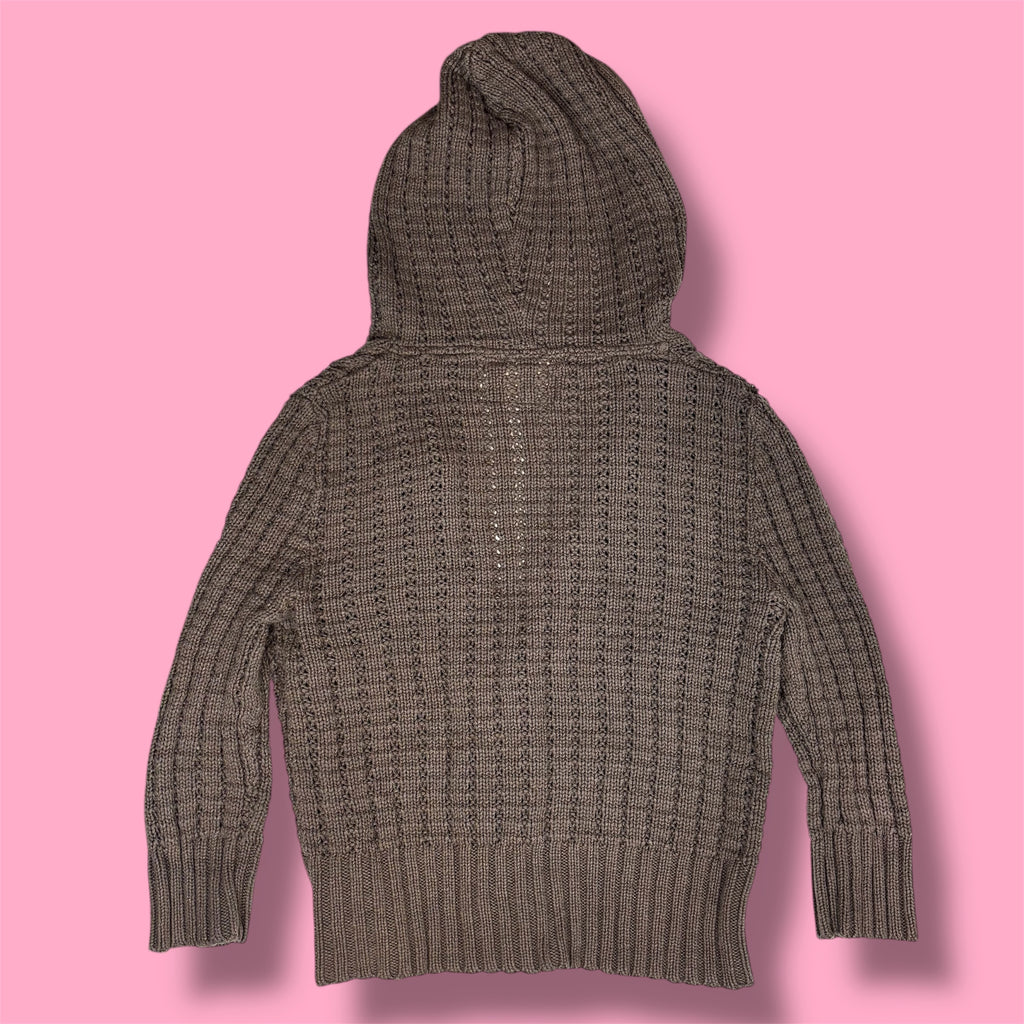 2000s Aeropostale Chunky Cable Knit Hooded Cardigan
