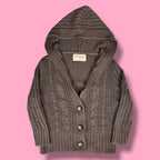 2000s Aeropostale Chunky Cable Knit Hooded Cardigan