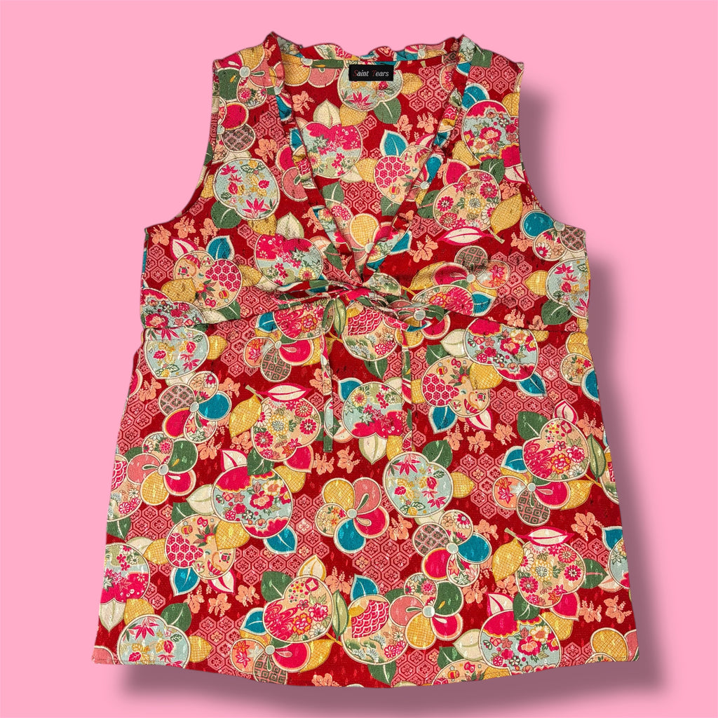 2000s Saint Tears Kimono Print Tank Top