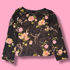 2000s Axcess Floral Micromesh Layered Long Sleeve Top