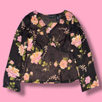 2000s Axcess Floral Micromesh Layered Long Sleeve Top