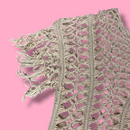 2000s Demanding Crochet Open-Knit Fringe Poncho Top