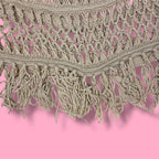 2000s Demanding Crochet Open-Knit Fringe Poncho Top