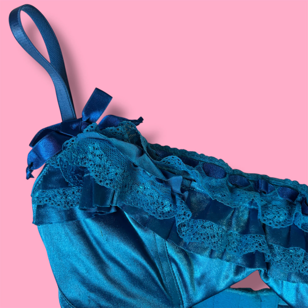 2006 Victoria's Secret Satin Lace Ruffle Corset Top