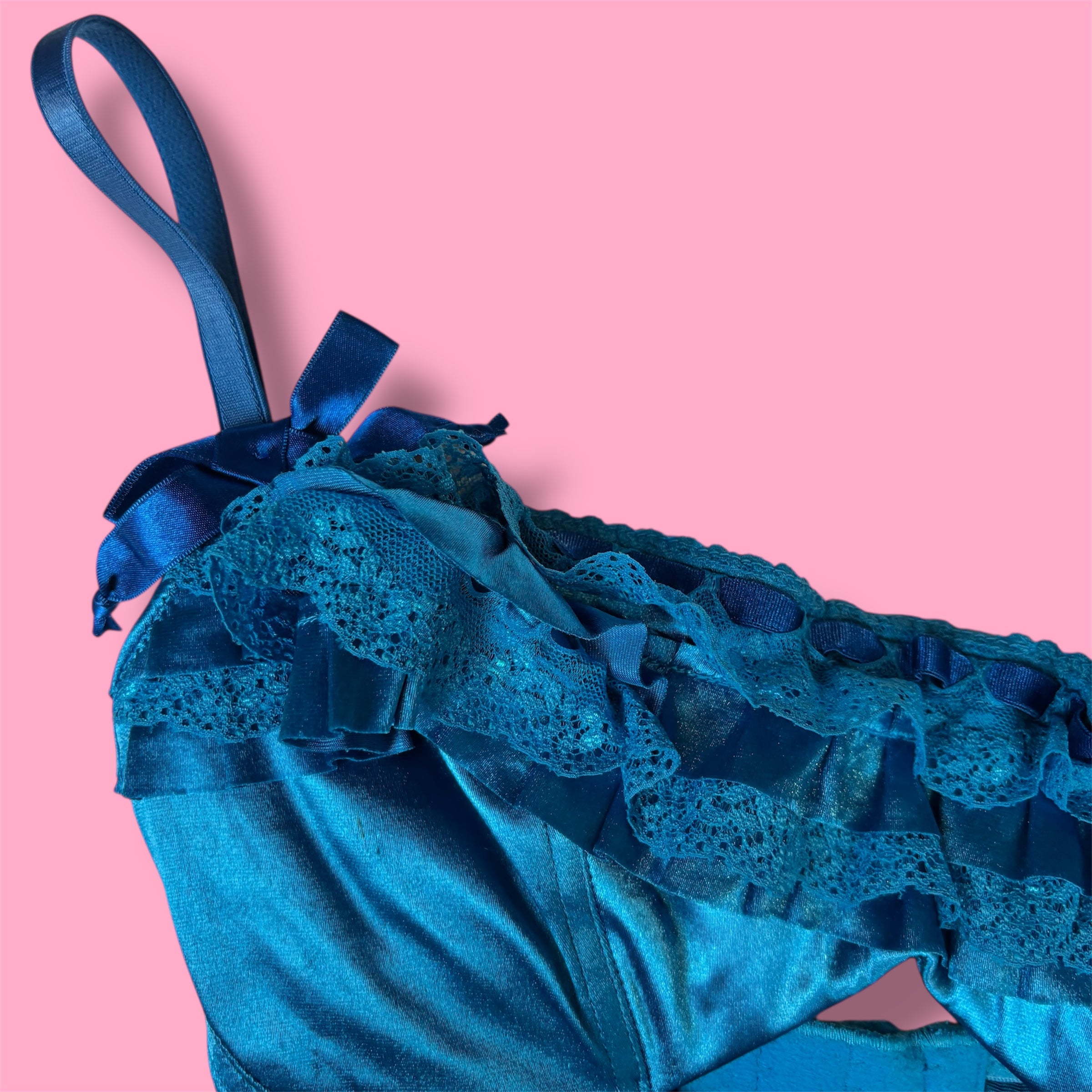 2006 Victoria's Secret Satin Lace Ruffle Corset Top