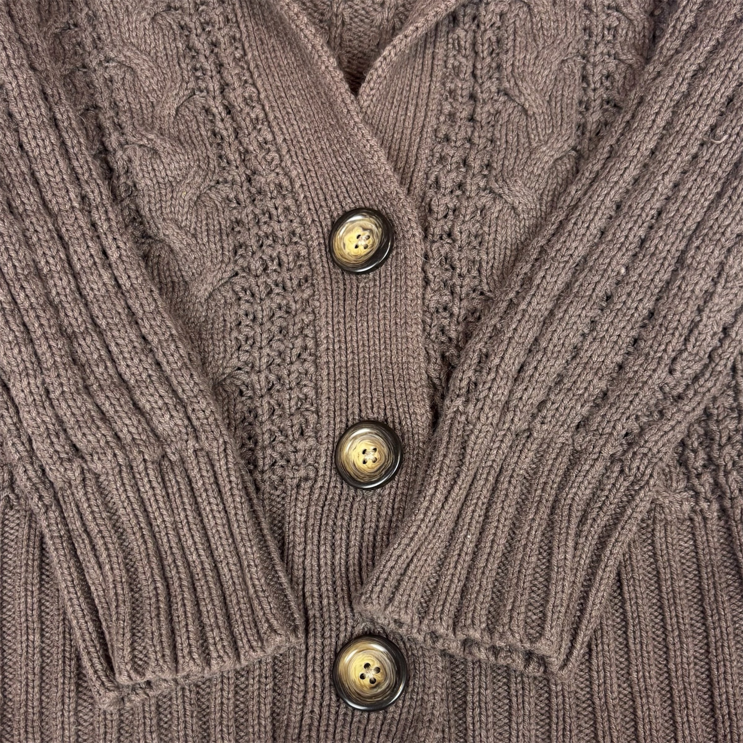 2000s Aeropostale Chunky Cable Knit Hooded Cardigan
