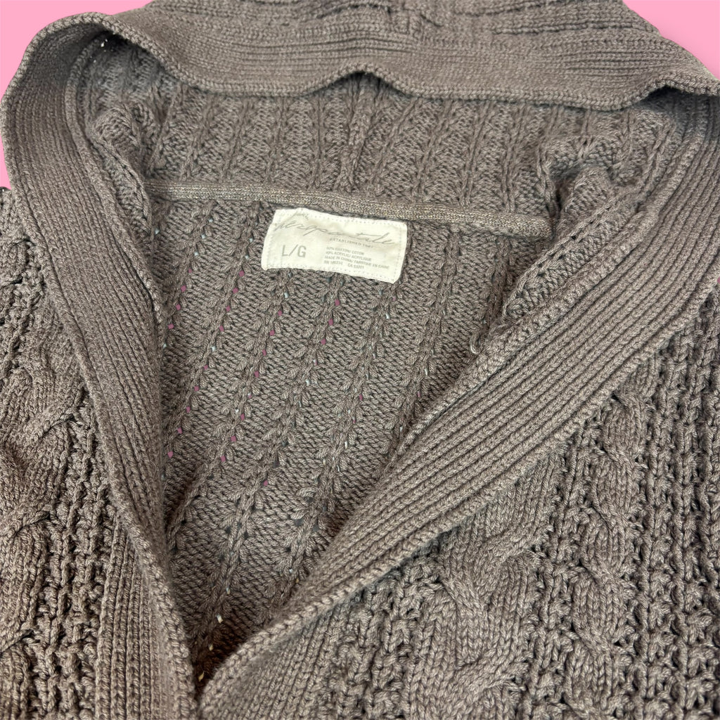 2000s Aeropostale Chunky Cable Knit Hooded Cardigan