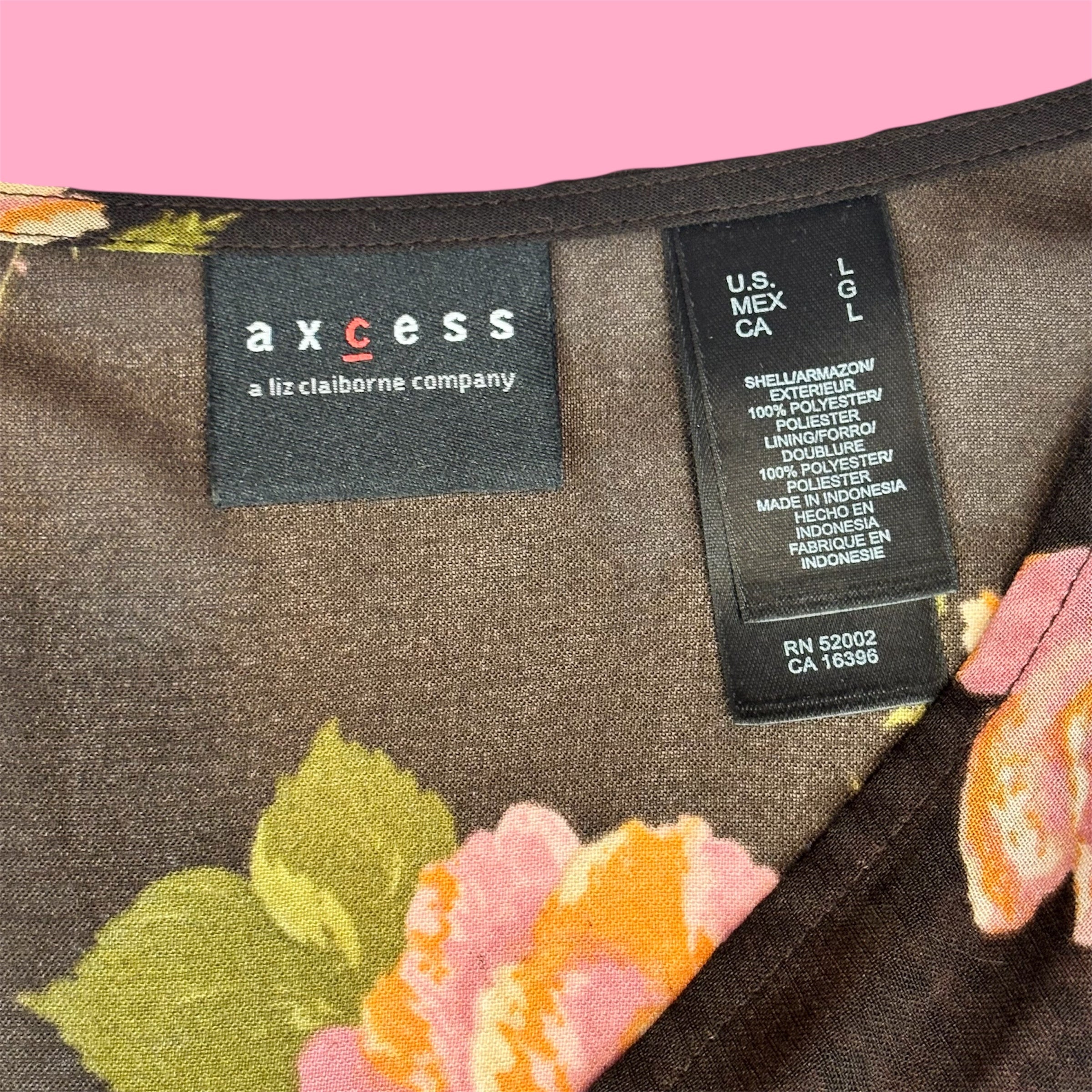 2000s Axcess Floral Micromesh Layered Long Sleeve Top
