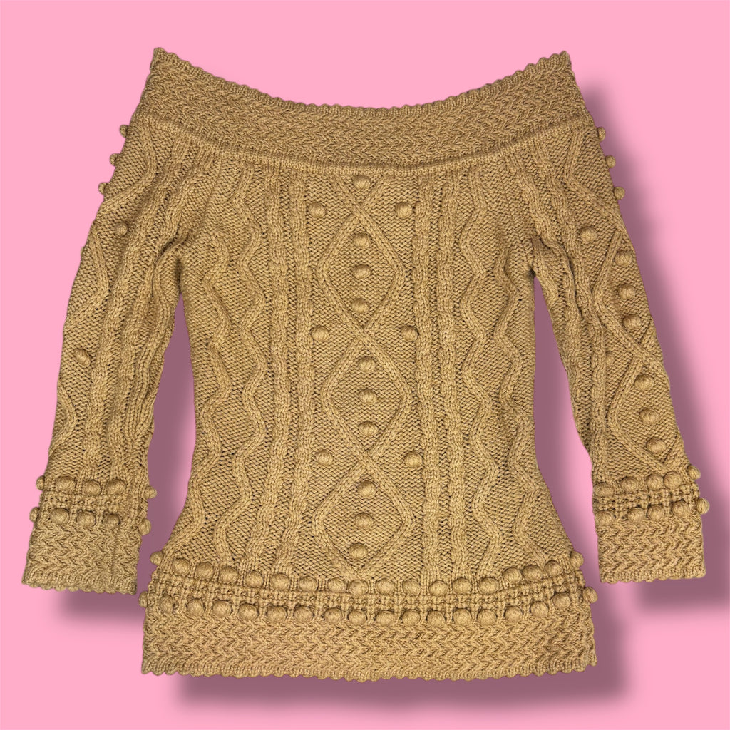 Moda International Off-the-Shoulder Bobble Knit Sweater
