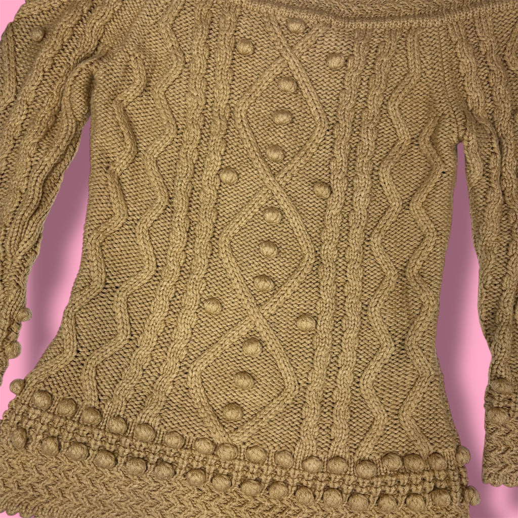 Moda International Off-the-Shoulder Bobble Knit Sweater