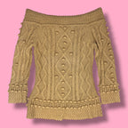 Moda International Off-the-Shoulder Bobble Knit Sweater