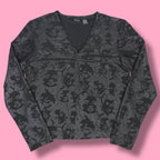 Xhilaration V-Neck Graphic Face Print Long Sleeve