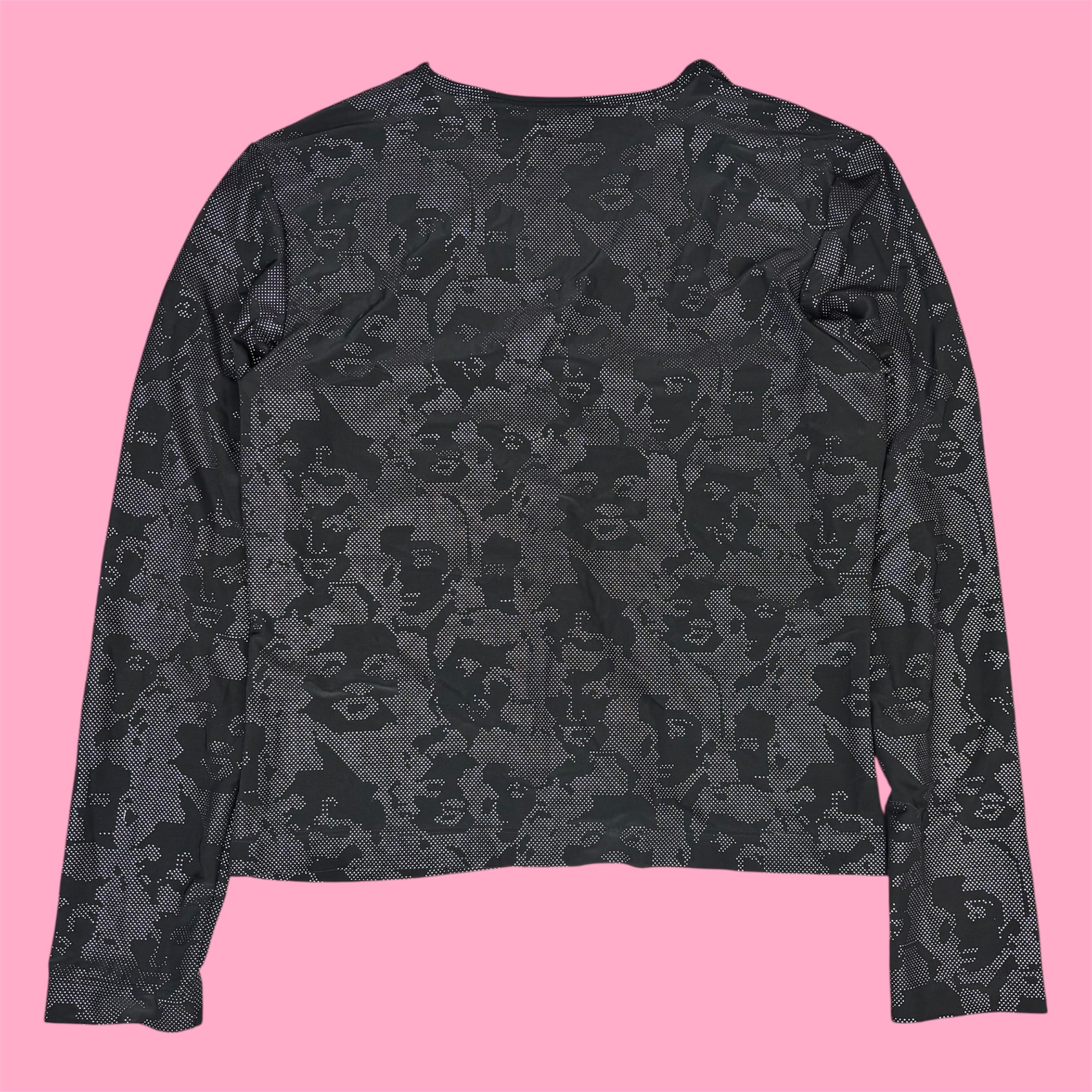 Xhilaration V-Neck Graphic Face Print Long Sleeve