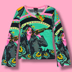 NWT Hayes Custo Barcelona Trumpet Girl Graphic Long Sleeve