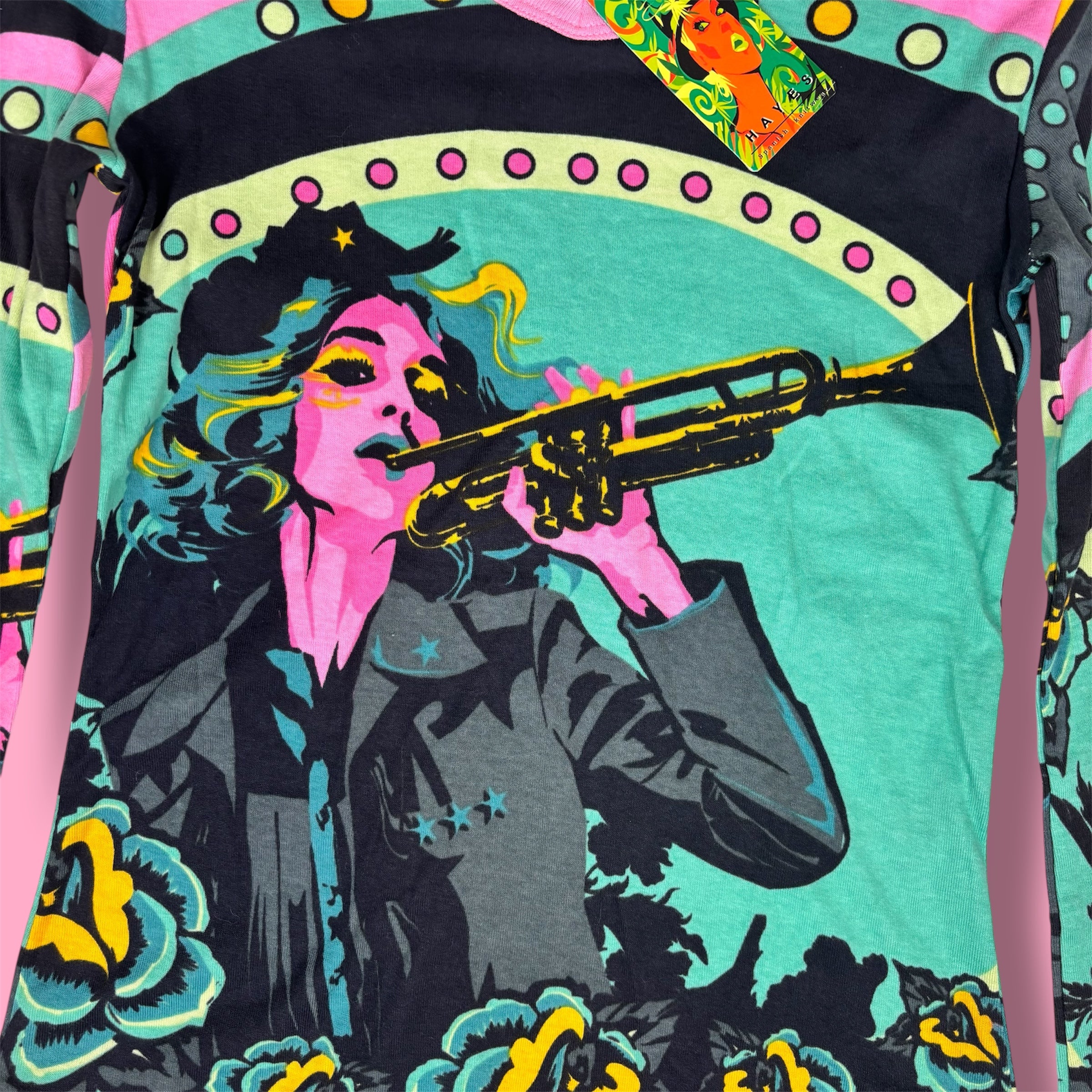 NWT Hayes Custo Barcelona Trumpet Girl Graphic Long Sleeve