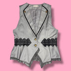 VTG Axes Femme Pinstripe Ruffle Peplum Vest