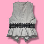 VTG Axes Femme Pinstripe Ruffle Peplum Vest