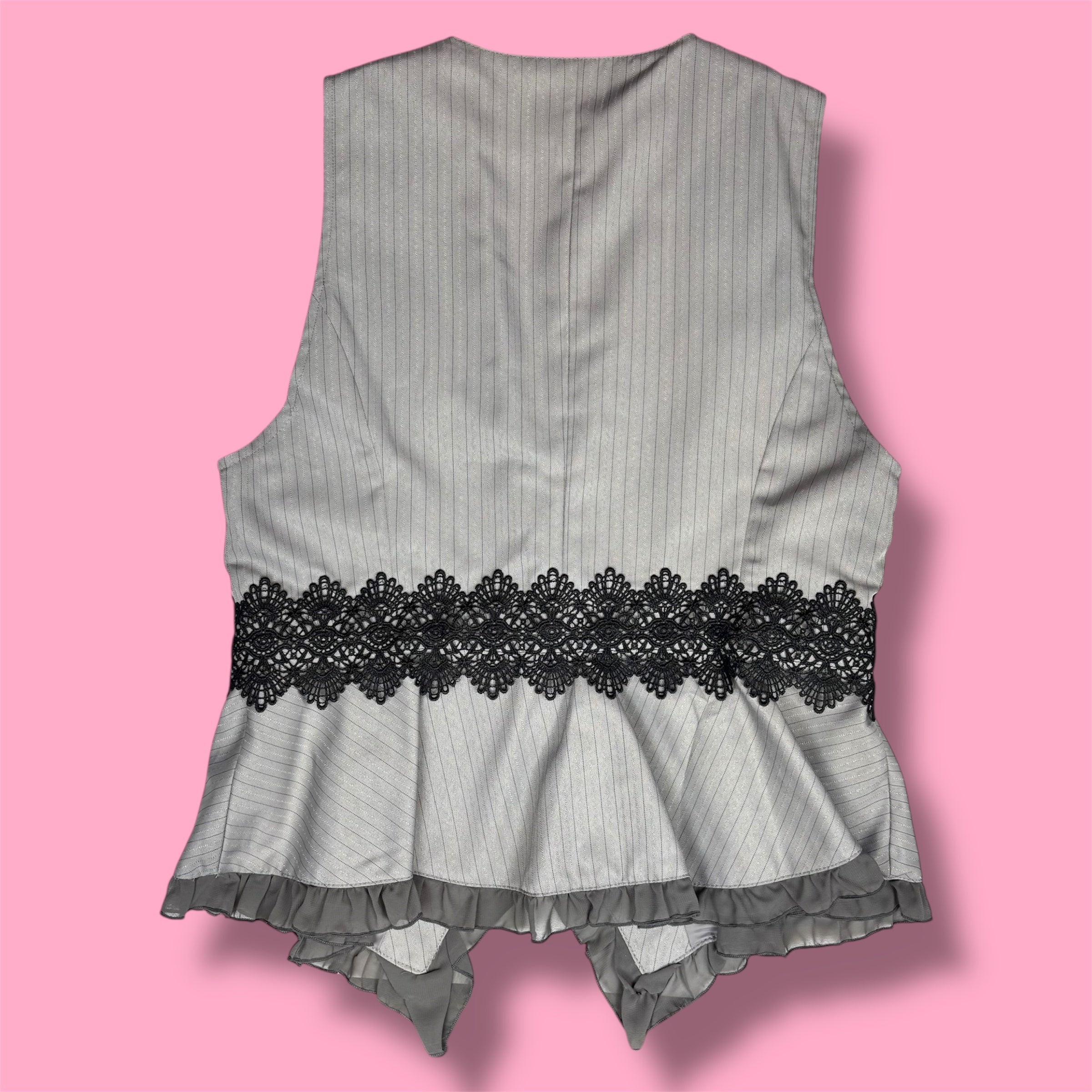 VTG Axes Femme Pinstripe Ruffle Peplum Vest