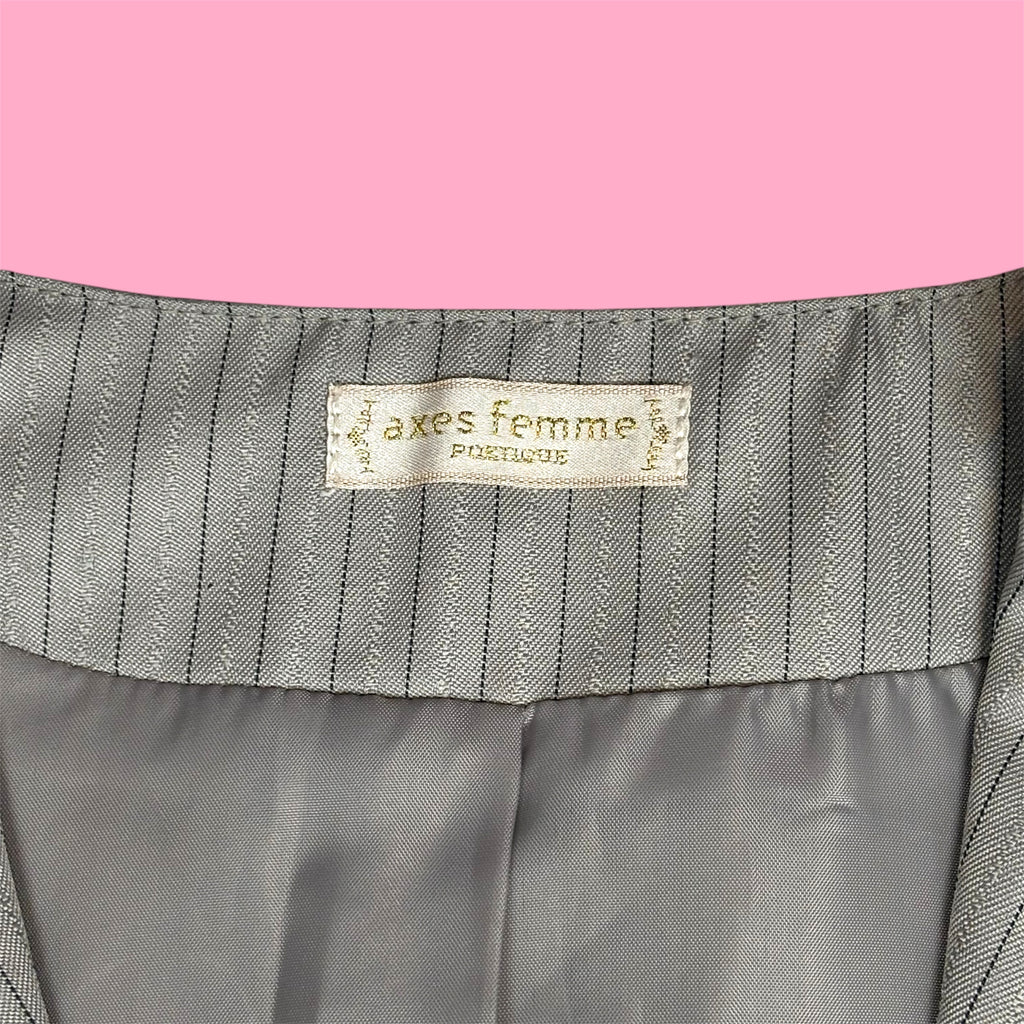 VTG Axes Femme Pinstripe Ruffle Peplum Vest
