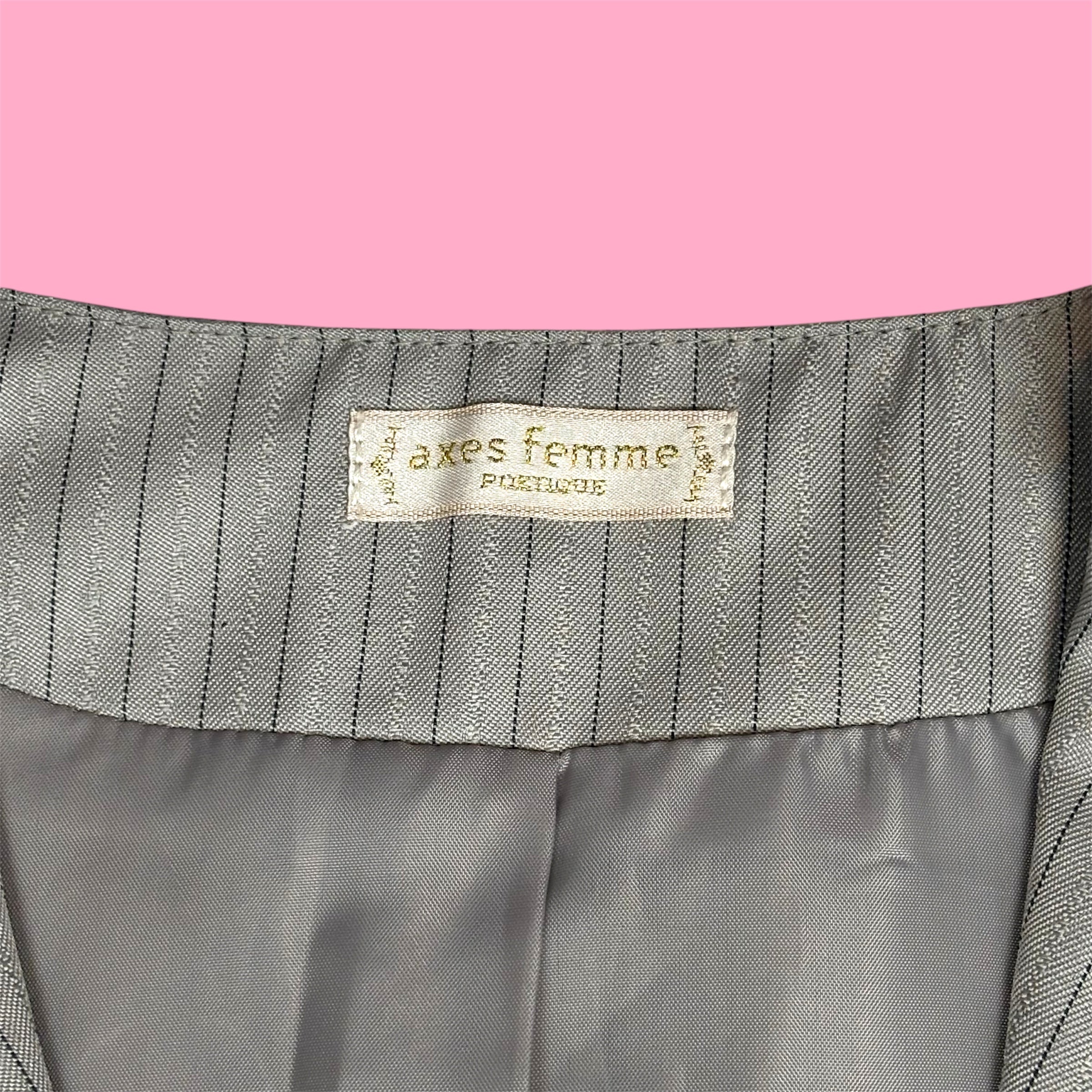 VTG Axes Femme Pinstripe Ruffle Peplum Vest