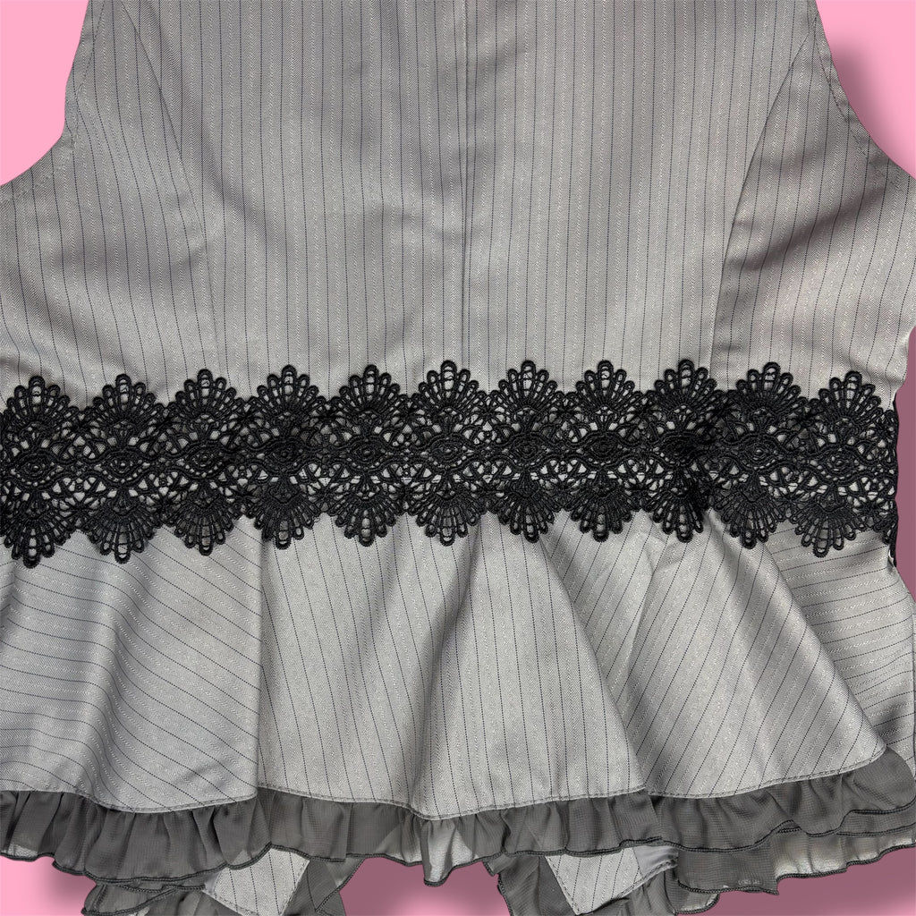 VTG Axes Femme Pinstripe Ruffle Peplum Vest