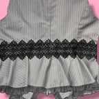 VTG Axes Femme Pinstripe Ruffle Peplum Vest