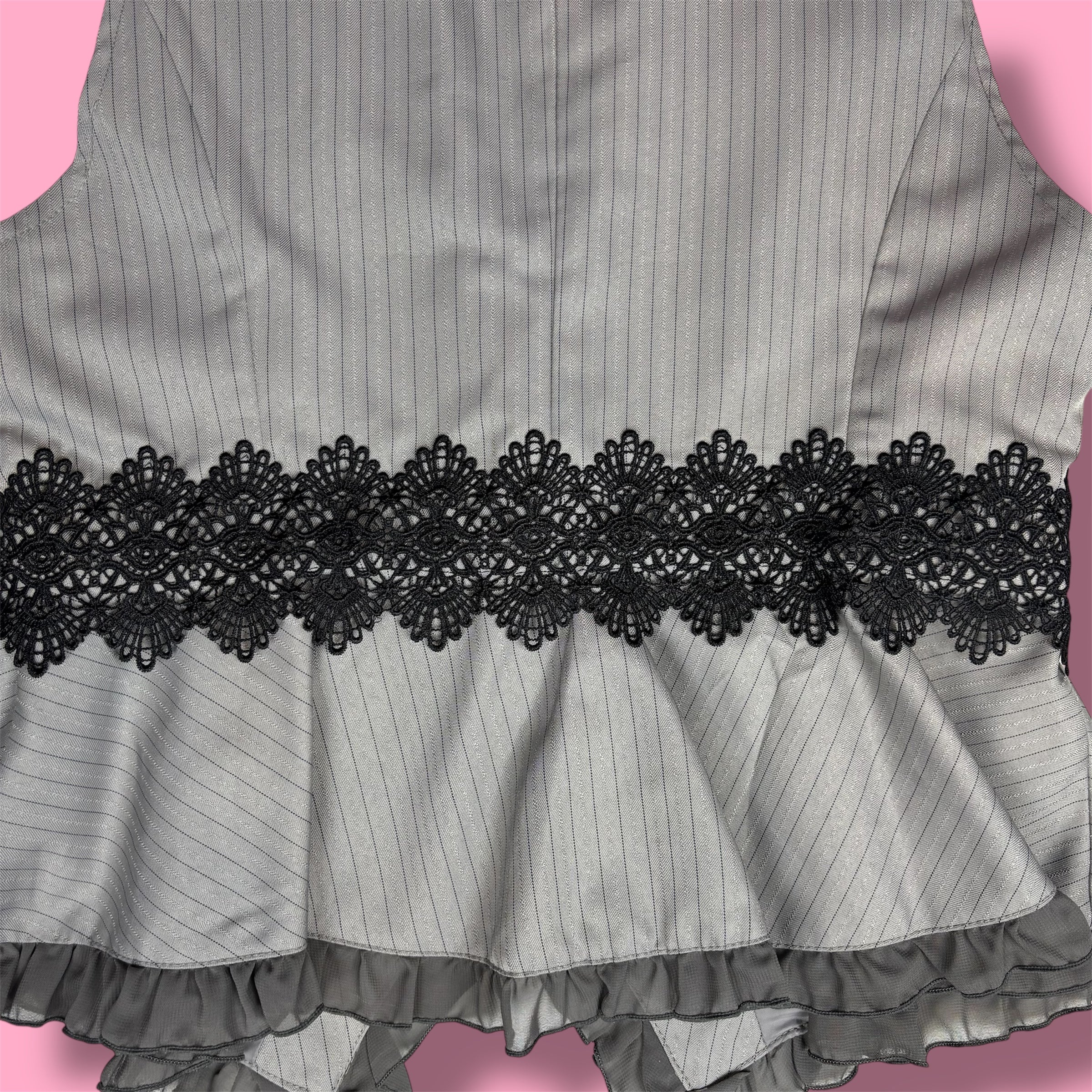 VTG Axes Femme Pinstripe Ruffle Peplum Vest