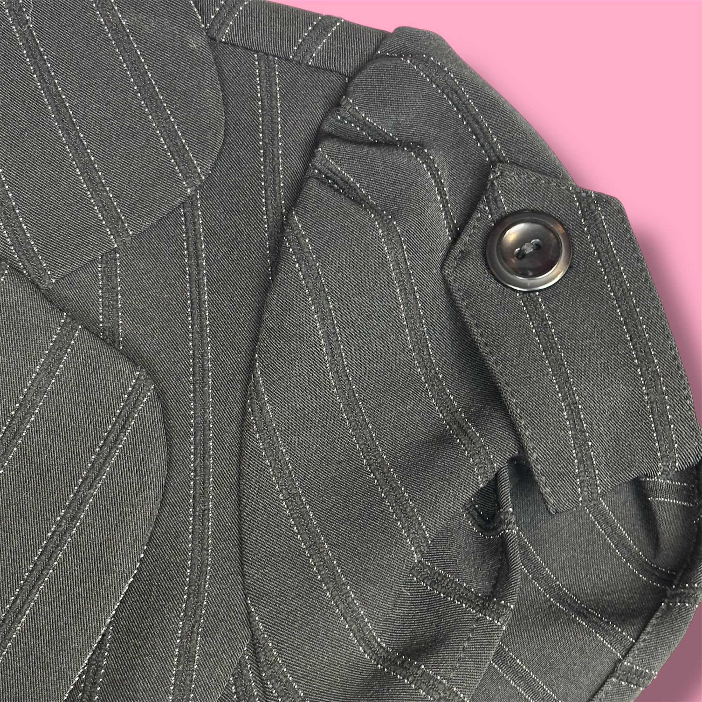 Iz Byer Pinstripe Short Sleeve Blazer Top