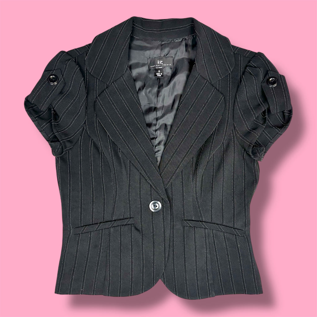 Iz Byer Pinstripe Short Sleeve Blazer Top