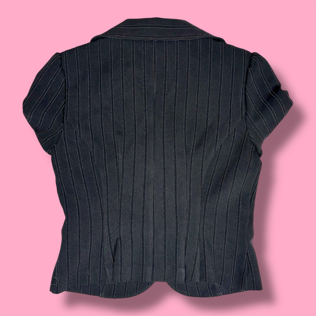 Iz Byer Pinstripe Short Sleeve Blazer Top