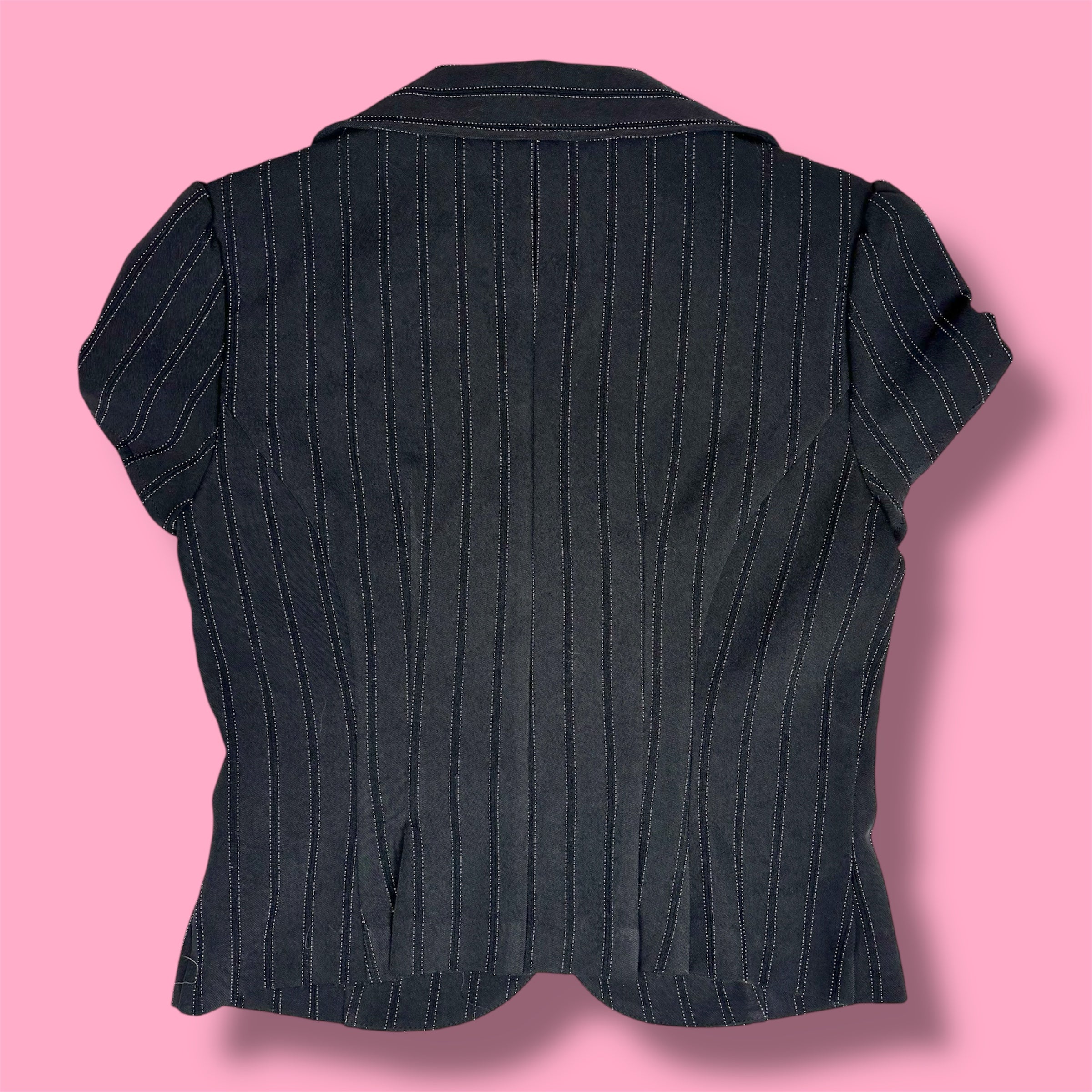 Iz Byer Pinstripe Short Sleeve Blazer Top