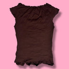 Wet Seal Chocolate Ruched Cap Sleeve Top