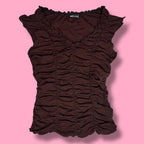 Wet Seal Chocolate Ruched Cap Sleeve Top