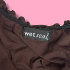 Wet Seal Chocolate Ruched Cap Sleeve Top