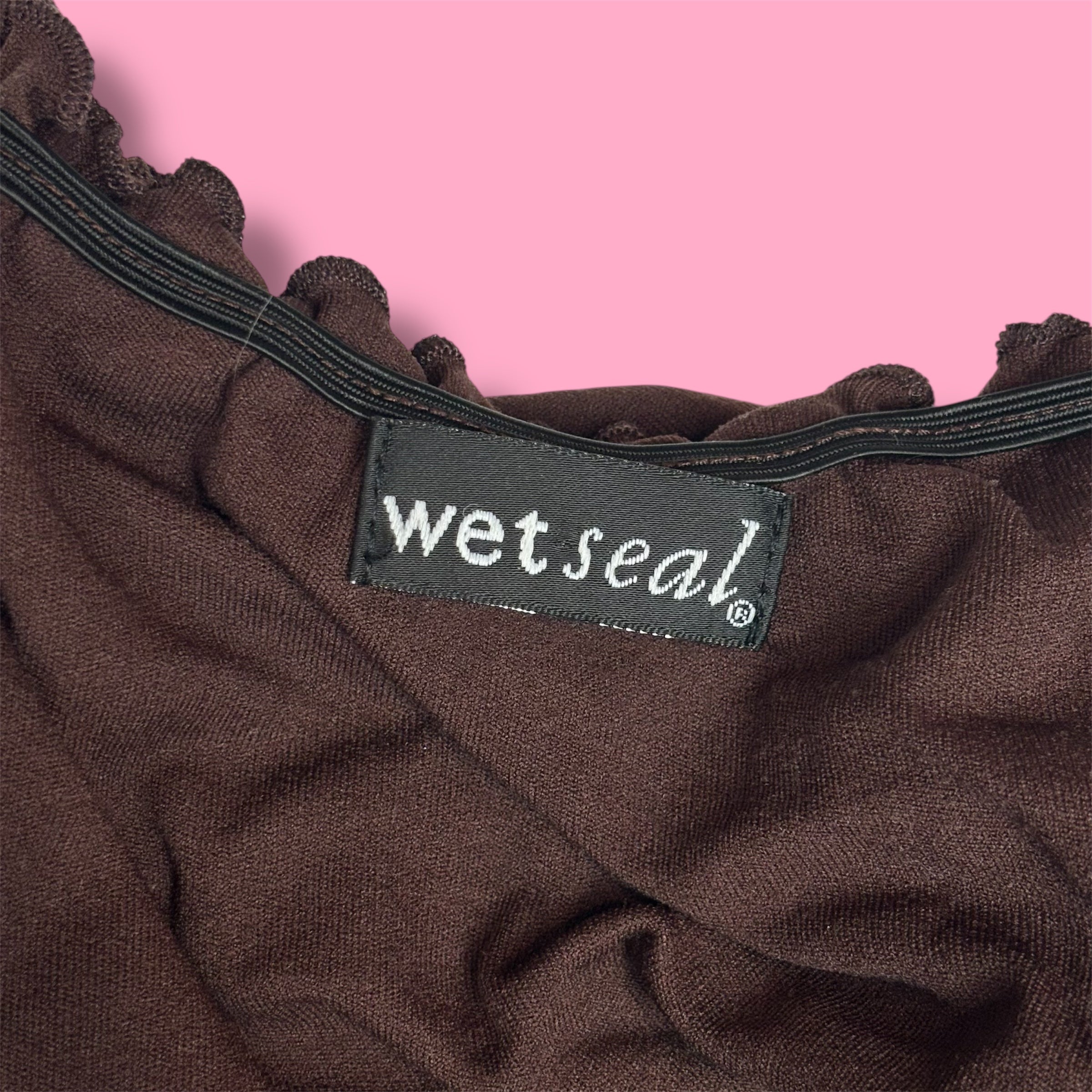 Wet Seal Chocolate Ruched Cap Sleeve Top
