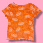 2000s Faded Glory Paisley Ribbed V-Neck Baby Tee