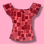 2000s Boga Floral Patchwork Milkmaid Top