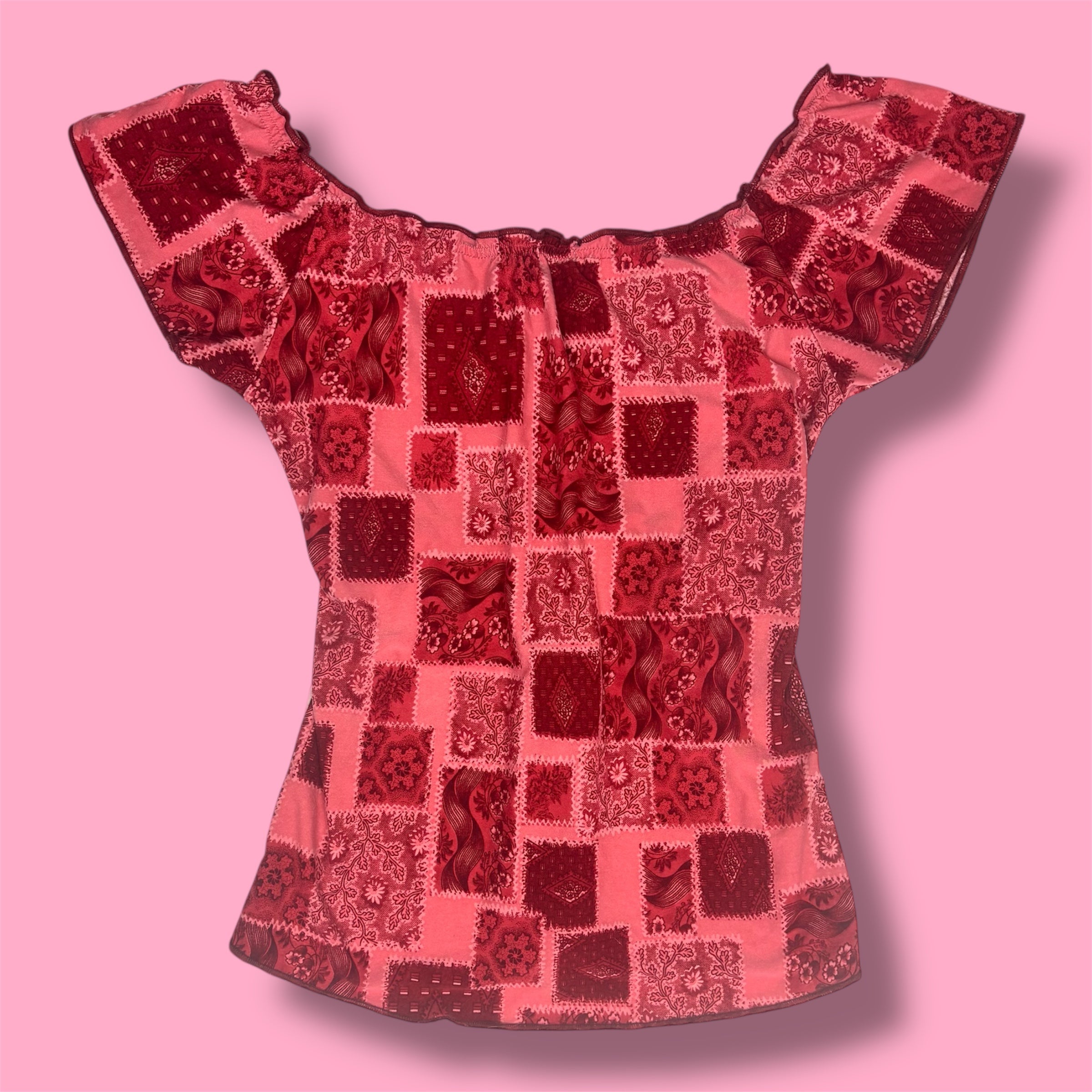 2000s Boga Floral Patchwork Milkmaid Top