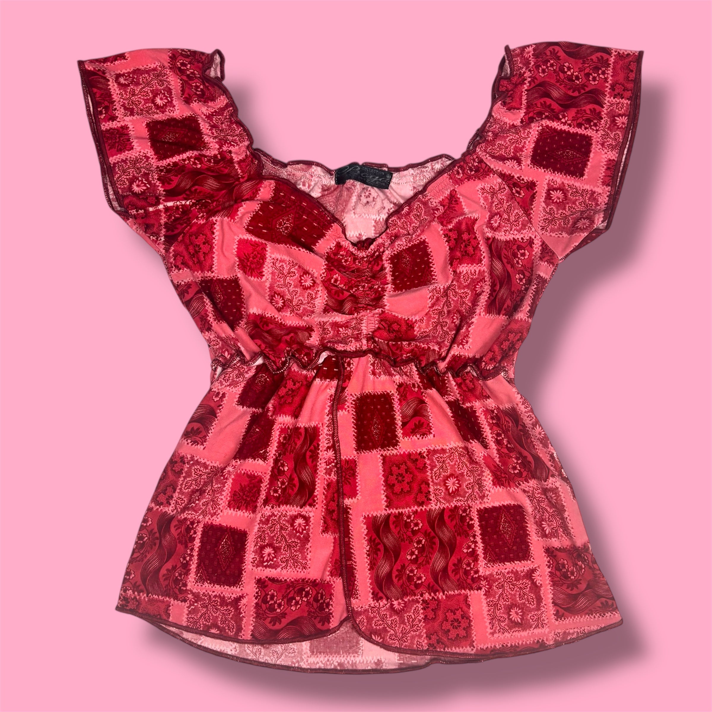 2000s Boga Floral Patchwork Milkmaid Top