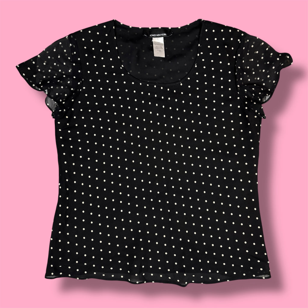 Jones New York 100% Silk Polka Dot Blouse